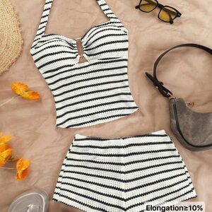 Striped Halter Top and Shorts Set